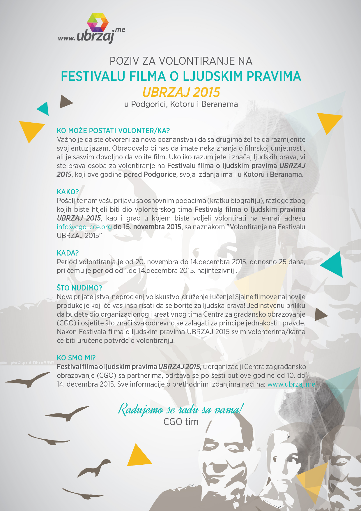 Poziv za volontiranje na Festivalu filma o ljudskim pravima - Ubrzaj 2015
